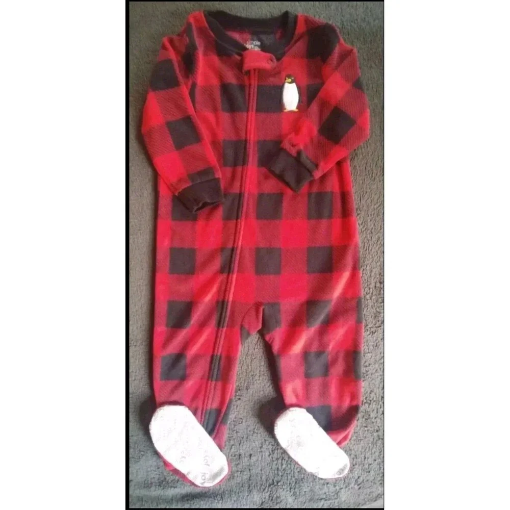 Pajamas 18 months new Baby Simple Joys sleeper Christmas holiday penguin fleece
